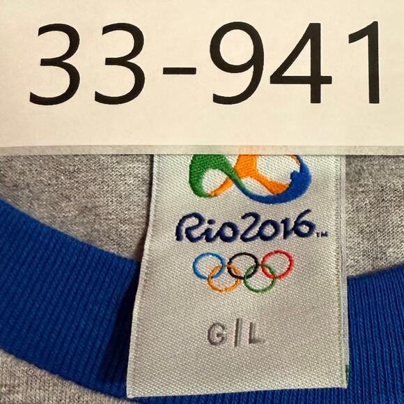 Rio 2016 Olympic T-Shirt NWT Raglan Gray Blue Size L Official Event Tee - Picture 11 of 11